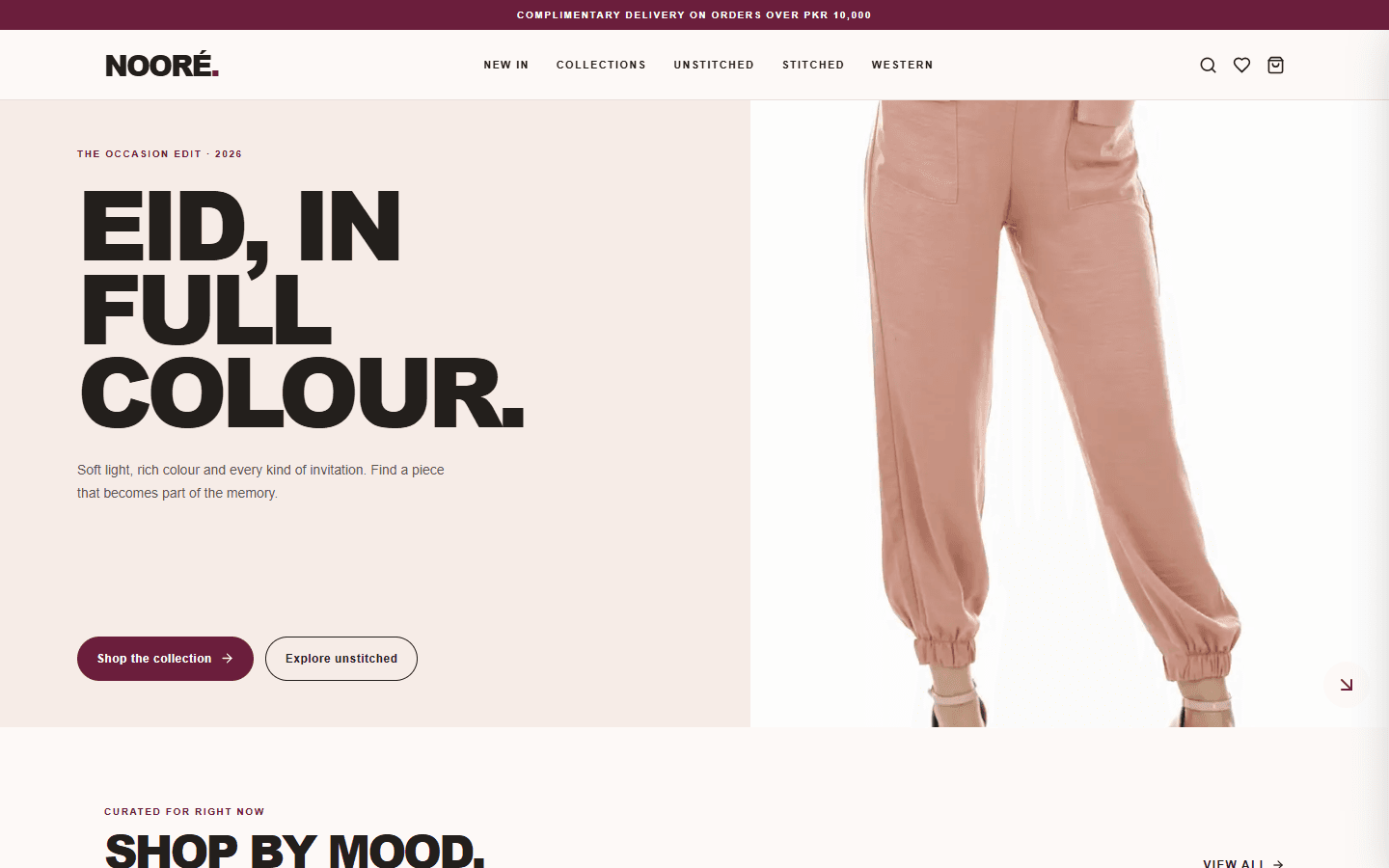 Nooré Fashion Store e-commerce website design preview