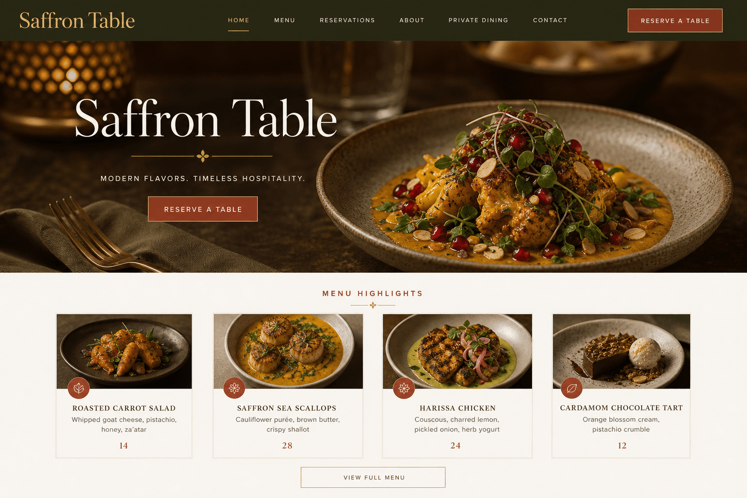 Saffron Table restaurant starting design preview