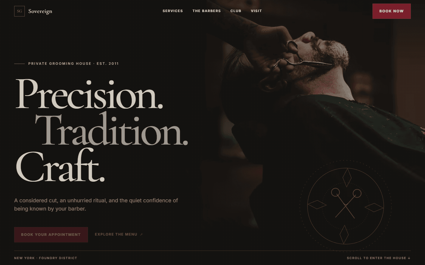 Sovereign Grooming House beauty & wellness website design preview